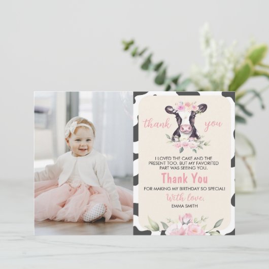 Verjaardagskaart koeienboerderij foto dankjewel ka bedankkaart (Staand voorkant)