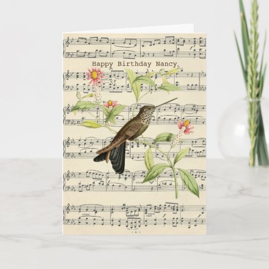 Verjaardagskaart kolibrie vintage kaart (Voorkant)