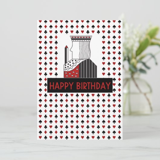 Verjaardagskaart KONING speelkaart Bedankkaart (Staand voorkant)