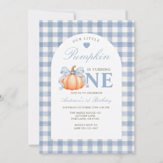 Verjaardagskaart Little Pumpkin Turning One Blauw Kaart