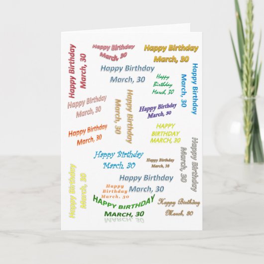 Verjaardagskaart Maart, 30 Verjaardag Kaart (Voorkant)