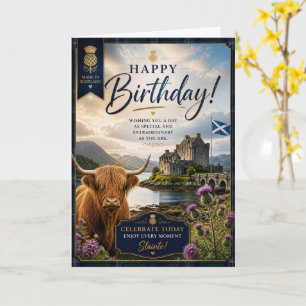 Verjaardagskaart Made in Scotland Cow Castle Kaart