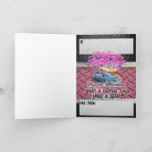 Verjaardagskaart meisje racer kaart (Binnen)