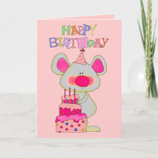 Verjaardagskaart Meisjes Muis Caketekst Kaart