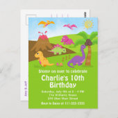 Verjaardagskaart meisjesdinosaurussen briefkaart (Voorkant / Achterkant)