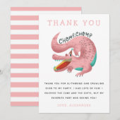 Verjaardagskaart met alligatorthema Roze bedankkaa Bedankkaart (Voorkant / Achterkant)