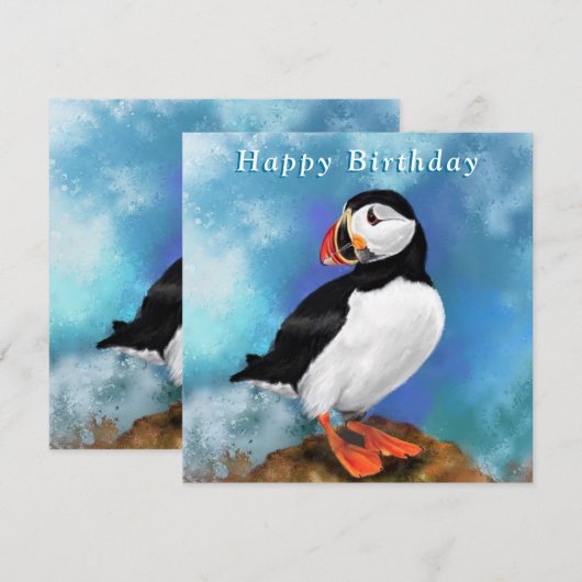 Verjaardagskaart met Atlantische Papegaaiduiker (Voorkant / Achterkant)
