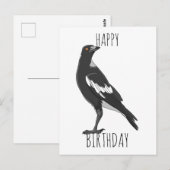 Verjaardagskaart met Australische ekster Briefkaart (Voorkant / Achterkant)
