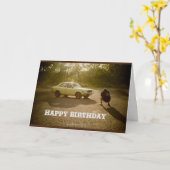 Verjaardagskaart met auto kaart (Gele Bloem)