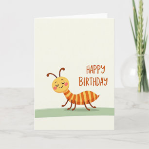 Verjaardagskaart met barnsteenkleurige insect kaart