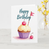 Verjaardagskaart met bessen cake kaart (Gele Bloem)