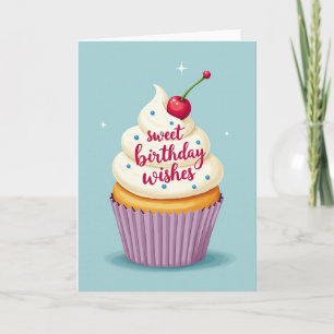Verjaardagskaart met besuikerde cupcake kaart