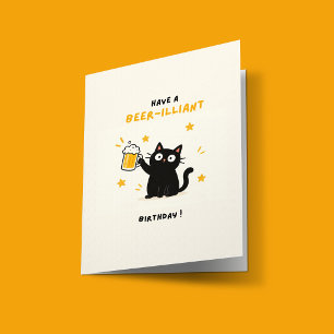 Verjaardagskaart met bier =Funny Zwarte Kat Bier Kaart