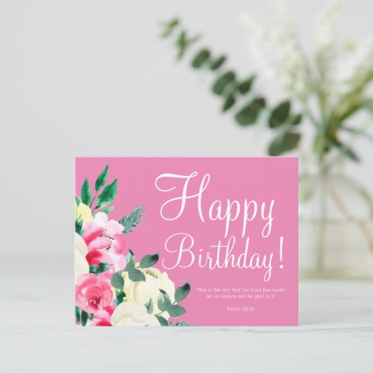 Verjaardagskaart met Bijbelvers en cute design Briefkaart (Staand voorkant)