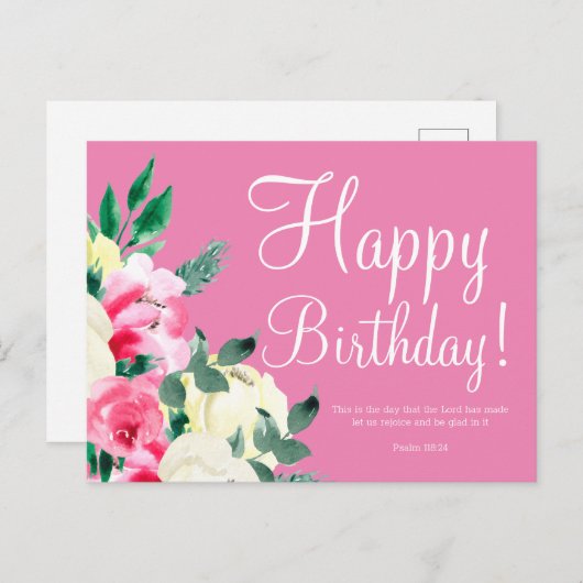 Verjaardagskaart met Bijbelvers en cute design Briefkaart (Voorkant / Achterkant)