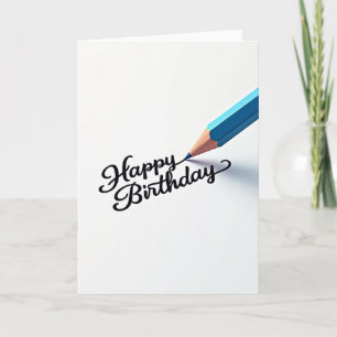 Verjaardagskaart met Blauwe Pen Script Kaart