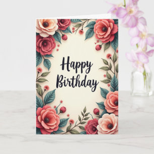 Verjaardagskaart met bloemen voor haar kaart