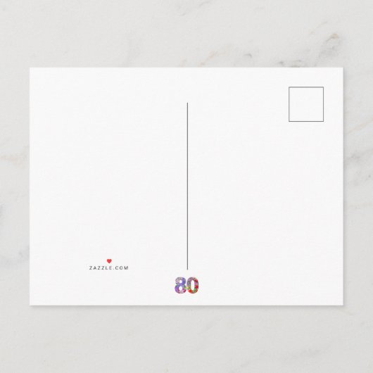 Verjaardagskaart met bloemendesign voor 80ste verj aankondigingskaart (Achterkant)