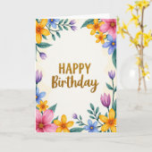 Verjaardagskaart met bloemenglitter kaart (Gele Bloem)