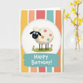 Verjaardagskaart met bloemenschaap kaart (Gele Bloem)