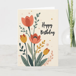 Verjaardagskaart met bloementuin kaart