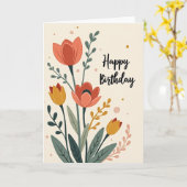 Verjaardagskaart met bloementuin kaart (Gele Bloem)