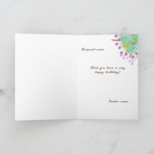 Verjaardagskaart met bloemvlinders kaart (Binnen)