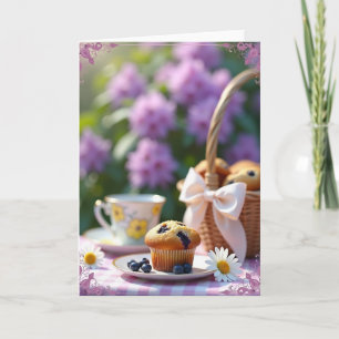 Verjaardagskaart met bosbessenmuffin kaart