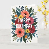 Verjaardagskaart met botanisch gebladerte kaart (Gele Bloem)