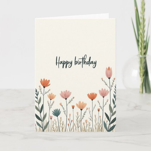 Verjaardagskaart met botanisch ontwerp kaart (Voorkant)