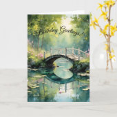 Verjaardagskaart met brug over de lelievijver kaart (Gele Bloem)