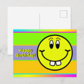 Verjaardagskaart met Buck Teeth Smiling Face Emoji Briefkaart (Voorkant / Achterkant)