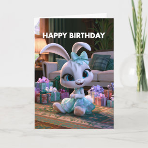 Verjaardagskaart met Bunny Girl Baby Bun Buns Kaart