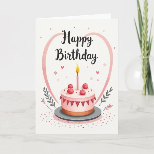 Verjaardagskaart met Bunting Cake Kaart (Voorkant)