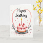 Verjaardagskaart met Bunting Cake Kaart (Gele Bloem)