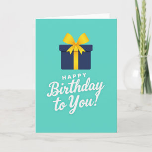 Verjaardagskaart met cadeau in marineblauw kaart