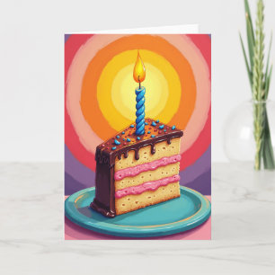 Verjaardagskaart met cake en spikkels kaart