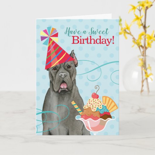 Verjaardagskaart met Cane Corso Kaart (Gele Bloem)