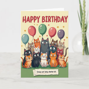 Verjaardagskaart met Cartoon Katten Kaart