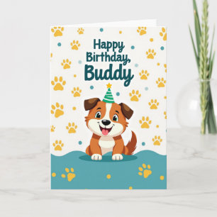 Verjaardagskaart met cartoonpuppy kaart