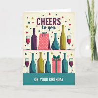 Verjaardagskaart met Cheers-flessen