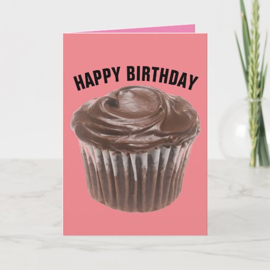 VERJAARDAGSKAART MET CHOCOLADE CUPCAKE KAART (Voorkant)