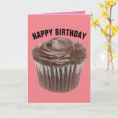 VERJAARDAGSKAART MET CHOCOLADE CUPCAKE KAART (Gele Bloem)