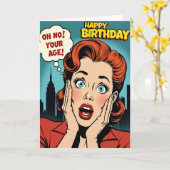 Verjaardagskaart met Comic Pop Art Kaart (Gele Bloem)