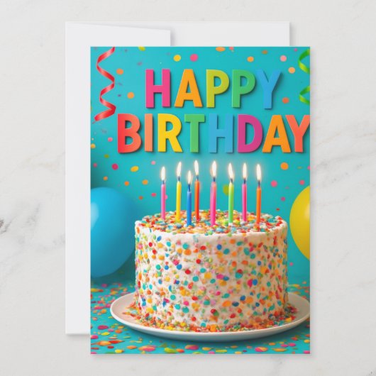 Verjaardagskaart met confetti kaart (Voorkant)