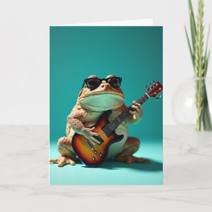 Verjaardagskaart met Cool Kikker Muzikant Kaart