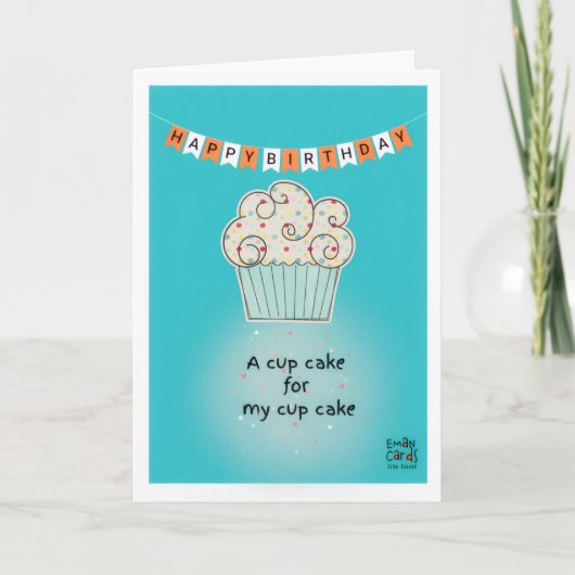Verjaardagskaart met Cupcake Kaart (Voorkant)