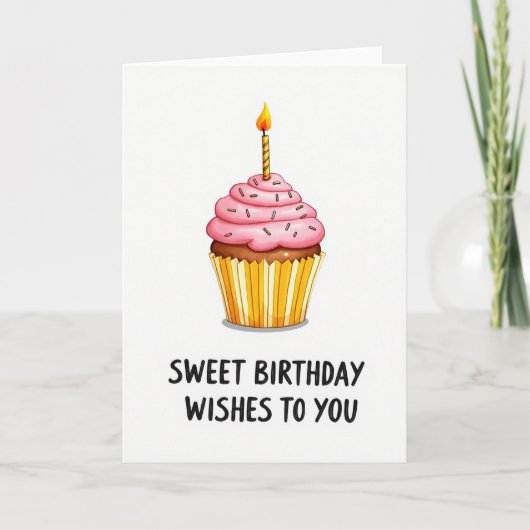 Verjaardagskaart met Cupcake Kunst Kaart (Voorkant)