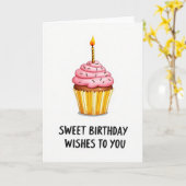 Verjaardagskaart met Cupcake Kunst Kaart (Gele Bloem)