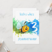 Verjaardagskaart met Cute Bee Kaart (Voorkant / Achterkant in situ)